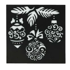 Acheter 😀 Czech Beads Exclusive Outils Divers 1pc Stencil Pour La Créativité "Ornements De Noël" 15 × 15 Cm, Home Wall Decoration Painting Plastic 🤩