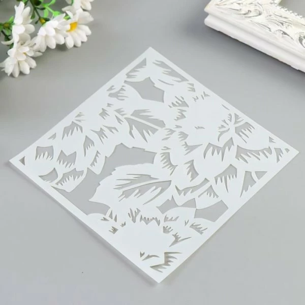 Remise 🔔 Czech Beads Exclusive Outils Divers Pochoir En Plastique "pivoine Avec Des Pétales Pointus" 15x15 Cm, Fichier Coupé, Artisanat, Décorati 🎉 5 Remise 🔔 Czech Beads Exclusive Outils Divers Pochoir En Plastique "pivoine Avec Des Pétales Pointus" 15x15 Cm, Fichier Coupé, Artisanat, Décorati 🎉 – Image 3