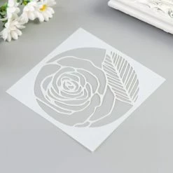 Sortie ✨ Czech Beads Exclusive Outils Divers Pochoir En Plastique "Rose Avec Feuille" 13x13 Cm, Police, Fichier Coupé, Artisanat, Décoration Mura 🌟 -Matériel loisirs Soldes unnamed file 653