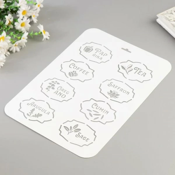 Meilleure affaire ⌛ Czech Beads Exclusive Outils Divers Pochoir "épices 4" 22x31 Cm, Vinyle, Police, Cookies, Fichier Coupé, Artisanat, Décoration Murale De ❤️ 5 Meilleure affaire ⌛ Czech Beads Exclusive Outils Divers Pochoir "épices 4" 22x31 Cm, Vinyle, Police, Cookies, Fichier Coupé, Artisanat, Décoration Murale De ❤️ – Image 3